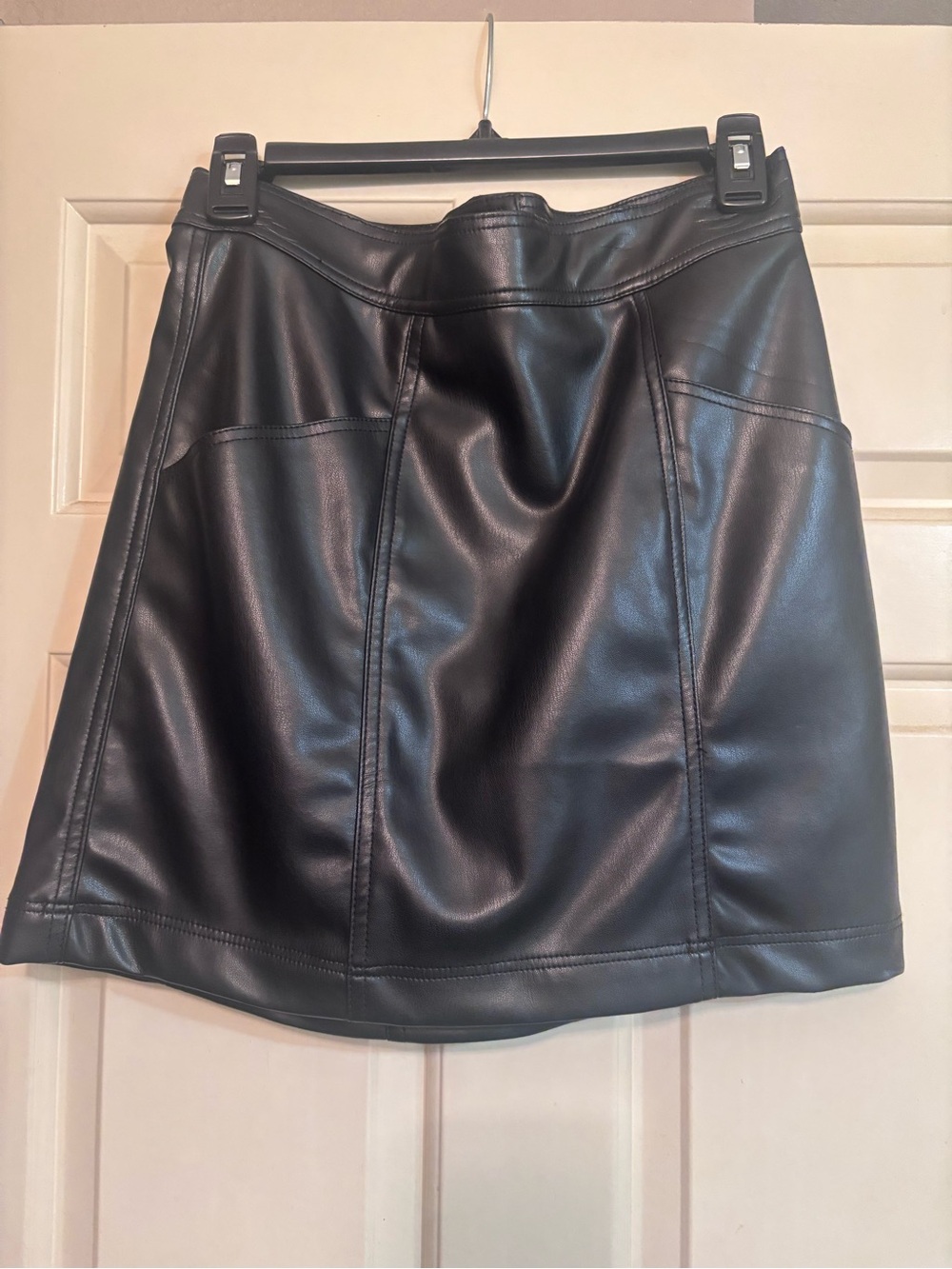 H&M Black Faux Leather A-Line Skirt